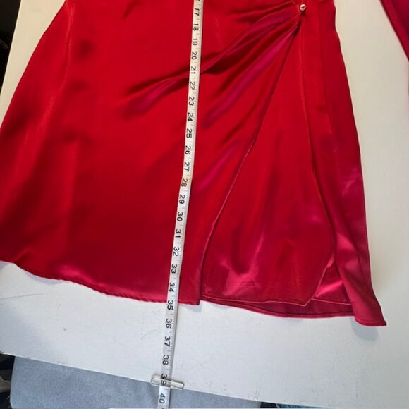Zara NWT Red Satin Effect Wrap Dress Size XXL - Picture 8 of 8